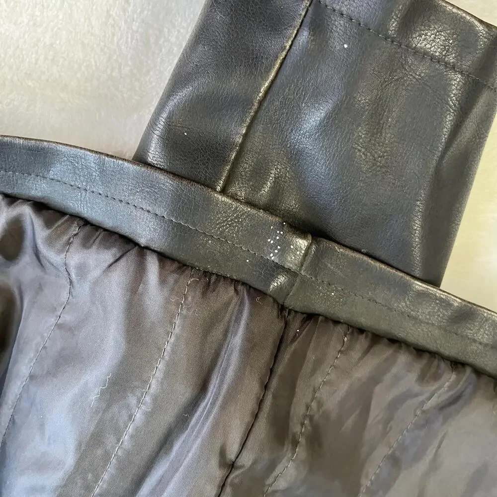 Levi's Jacket Mens Medium Black Faux Leather Hooded Motorcycle Full Zip Lined